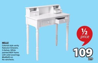 JYSK Helle colonial style vanity features 4 drawers 2 shelves offer