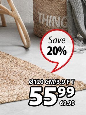 JYSK Sandeltre jute braided rug offer
