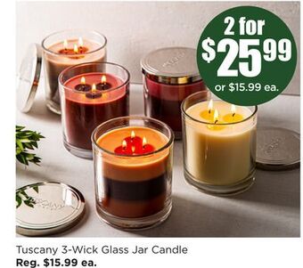 Kitchen Stuff Plus Tuscany 3-wick glass jar candle offer