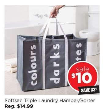 Kitchen Stuff Plus Softsac triple laundry hamper/sorter offer