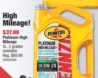 PartSource Pennzoil platinum high mileage offer