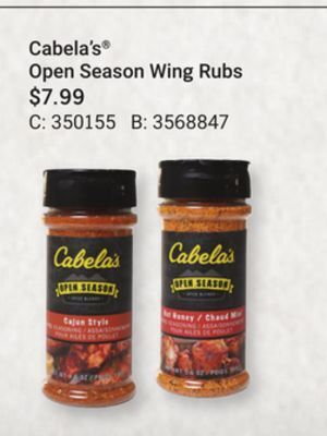 Bass Pro Cabela's open season wing rubs offer