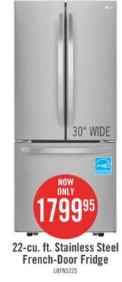 The Brick Lg 21.8 cu. ft. 3-door french door refrigerator - lrfns2200s offer