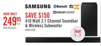 The Brick Samsung 410 w 2.1-channel soundbar with wireless subwoofer - hw-b550/zc offer