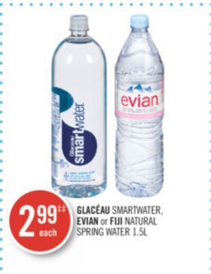Shoppers Drug Mart Glacéau smartwater, evian or fiji natural spring water 1.5l offer