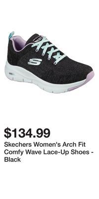 Mark's Skechers women's arch fit comfy wave lace-up shoes - black offer