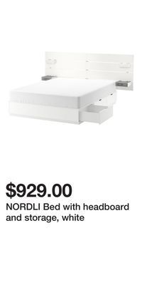 IKEA Nordli bed with headboard and storage, white offer
