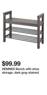 IKEA Hemnes bench with shoe storage, dark gray stained offer