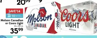 Safeway Molson Canadian or Coors Light offer