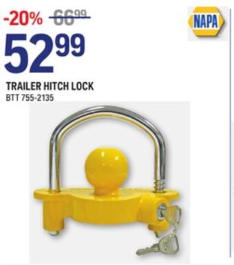 NAPA Auto Parts Trailer hitch lock offer