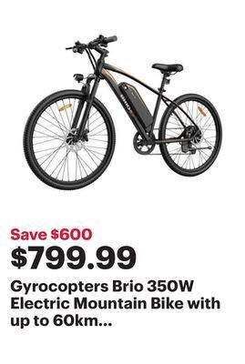 Best Buy Gyrocopters brio 350w electric mountain bike with up to 60km battery range - black - only at best buy offer