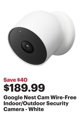 Best Buy Google nest cam wire-free indoor/outdoor security camera - white offer