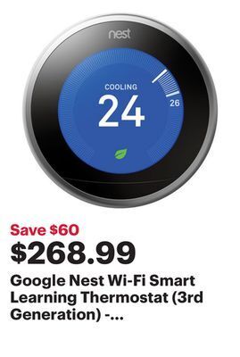 Best Buy Google nest wi-fi smart learning thermostat (3rd generation) - stainless steel offer