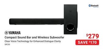 Visions Electronics Yamaha compact sound bar and wireless subwoofer offer