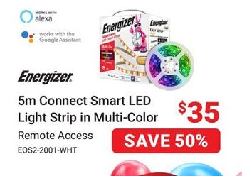 Visions Electronics Energizer 5m connect smart led light strip in multi-color offer