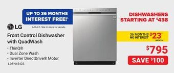 Visions Electronics Lg front control dishwasher with quadwash offer