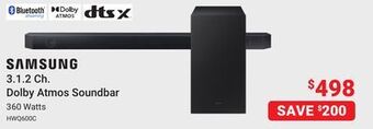 Visions Electronics Samsung 3.1.2 ch. dolby atmos soundbar offer
