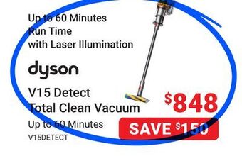 Visions Electronics Dyson v15 detect total clean vacuum offer