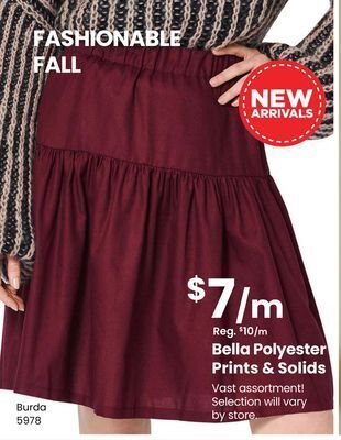 Fabricland Bella polyester prints & solids offer