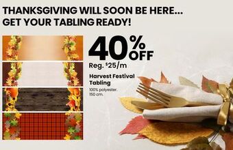 Fabricland Harvest festival tabling offer