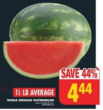 No Frills WHOLE SEEDLESS WATERMELON offer