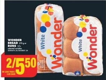 No Frills WONDER BREAD 570 g or BUNS offer