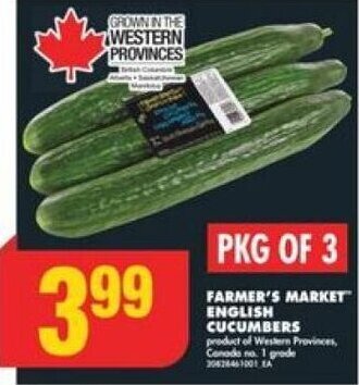 No Frills FARMER'S MARKET ENGLISH CUCUMBERS offer