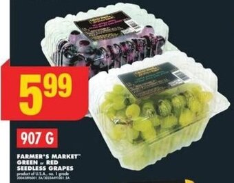 No Frills FARMER'S MARKET GREEN RED SEEDLESS GRAPES 907 G offer
