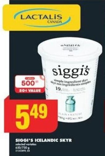 No Frills SIGGI'S ICELANDIC SKYR 650/750 g offer