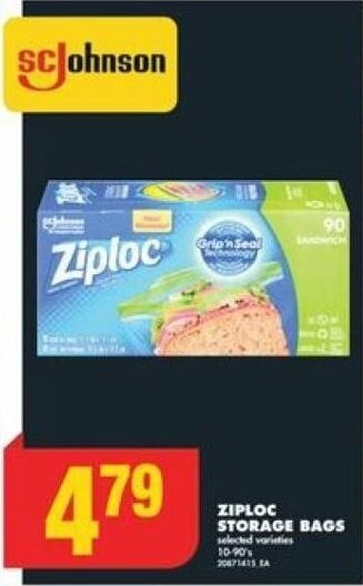 No Frills ZIPLOC STORAGE BAGS offer