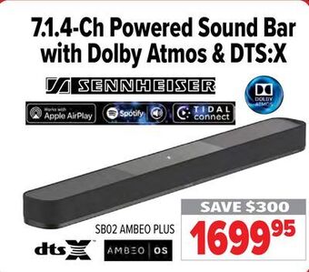 2001 Audio Video Sennheiser 7.1.4-ch powered sound bar with dolby atmos & dts:x offer