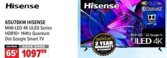 2001 Audio Video Hisense mini-led 4k uled series hdr10+ 144hz quantum dot google smart tv offer