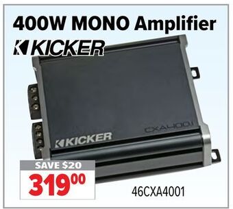 2001 Audio Video Kicker 400w mono amplifier offer