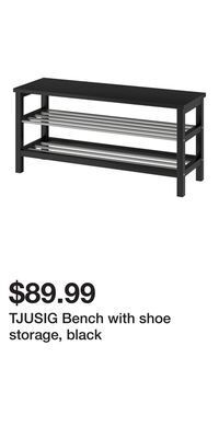 IKEA Tjusig bench with shoe storage, black offer