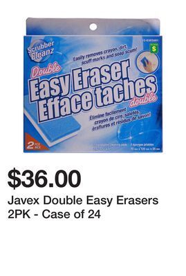 Dollarama Javex double easy erasers 2pk - case of 24 offer