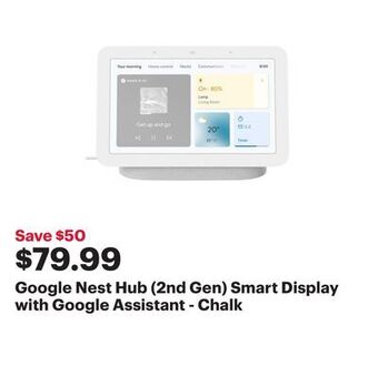 Best Buy Google nest hub (2nd gen) smart display with google assistant - chalk offer