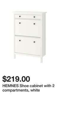 IKEA Hemnes shoe cabinet with 2 compartments, white offer