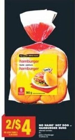 No Frills NO NAME HOT DOG HAMBURGER BUNS offer