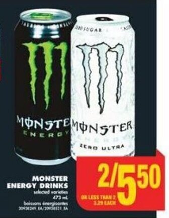 No Frills MONSTER ENERGY DRINKS 473 ml offer
