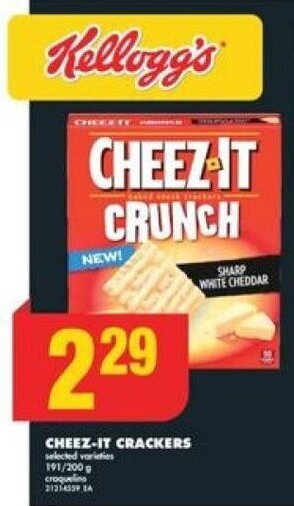 No Frills CHEEZ-IT CRACKERS 191/200 g offer