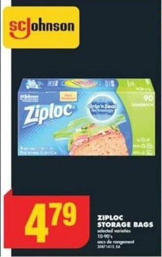 No Frills ZIPLOC STORAGE BAGS offer