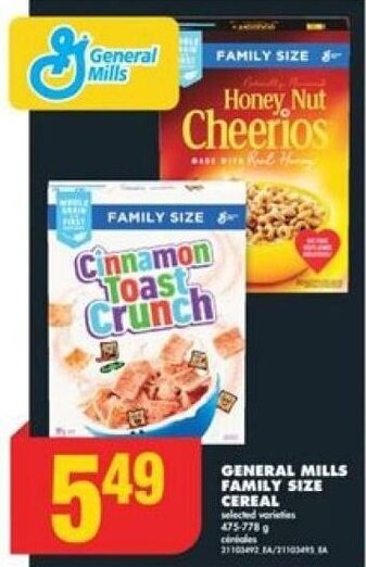 No Frills GENERAL MILLS FAMILY SIZE CEREAL 475-778 g offer