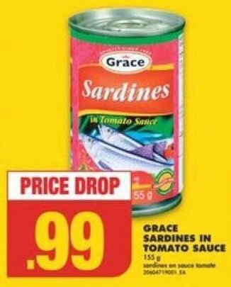 No Frills GRACE SARDINES IN TOMATO SAUCE 155 g offer