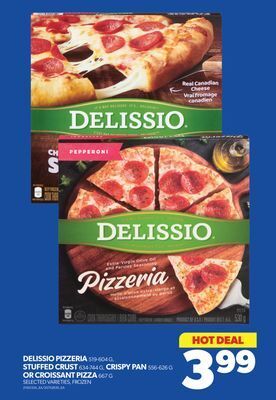Real Canadian Superstore Delissio pizzeria, 519-604 g, stuffed crust, 634-744 g, crispy pan, 556-626 g or croissant pizza, 667 g offer