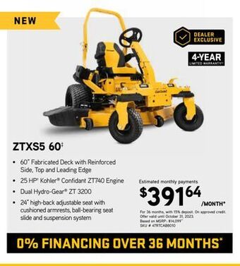 Cub Cadet The ultimate mowing experience ztxs5 60‡ offer