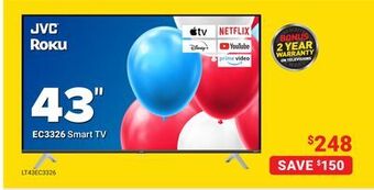 Visions Electronics Jvc ec3326 smart tv 43 offer