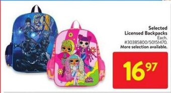 Walmart Selected Licensed Backpacks offer