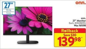 Walmart onn. 27" Monitor offer
