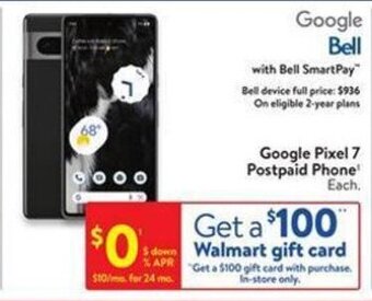 Walmart Google Pixel 7 Postpaid Phone offer
