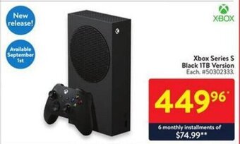 Walmart Xbox Series S Black 1TB Version offer